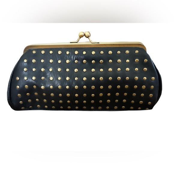 GHD Handbags - GHD Black Studded Frame Clutch Handbag